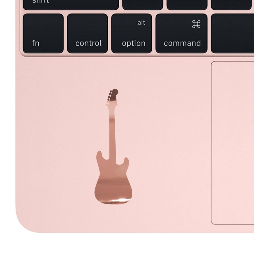 Premium Rose Gold Electric Guitar Vinyl Decal Stickers (Set of 2) - Waterproof, Durable for Laptop, Phone, Helmet, Car Window, Bumper, Mug, Cup, Door & Wall Decoration - Perfect for Music Lovers, DIY Home Decor & Gift Giving