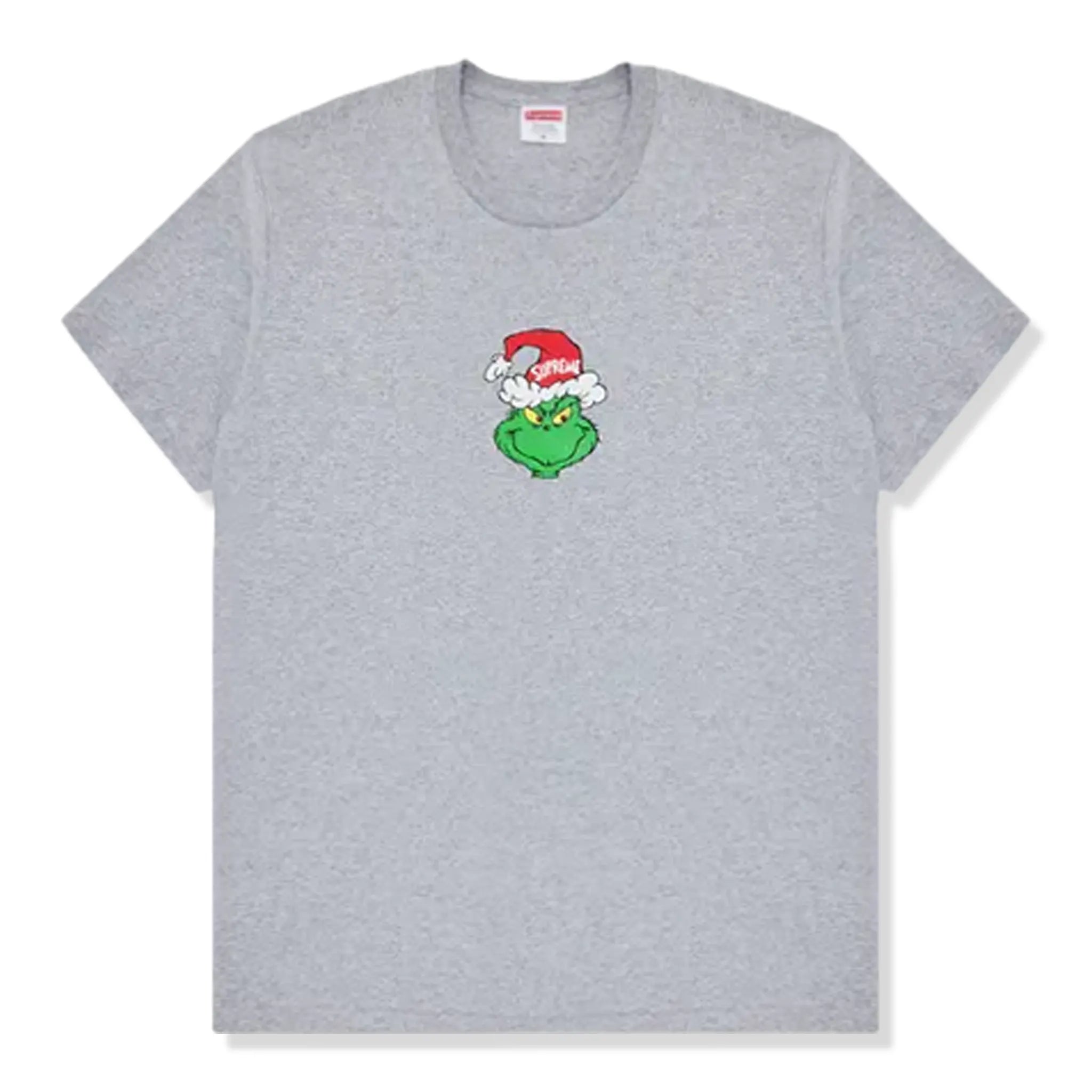 Supreme Grinch T-Shirt for Men & Women - Heather Grey Cotton Graphic Tee - Christmas Holiday Party Outfit & Casual Wear