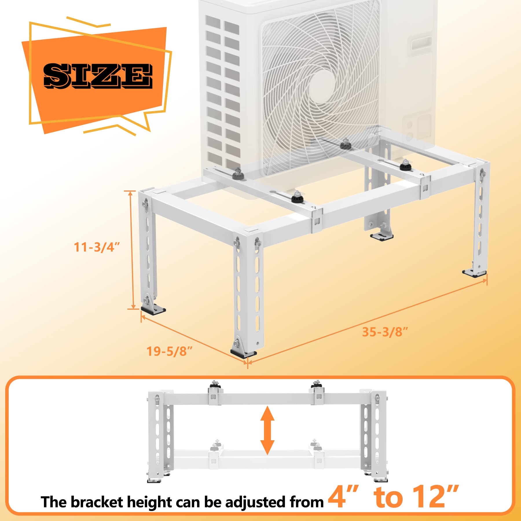 GCGOODS Heavy Duty Mini Split Ground Stand - Supports 9,000-18,000 BTU Ductless AC/Heat Pump Systems with 400 LB Capacity | Outdoor Installation for Homes & Businesses