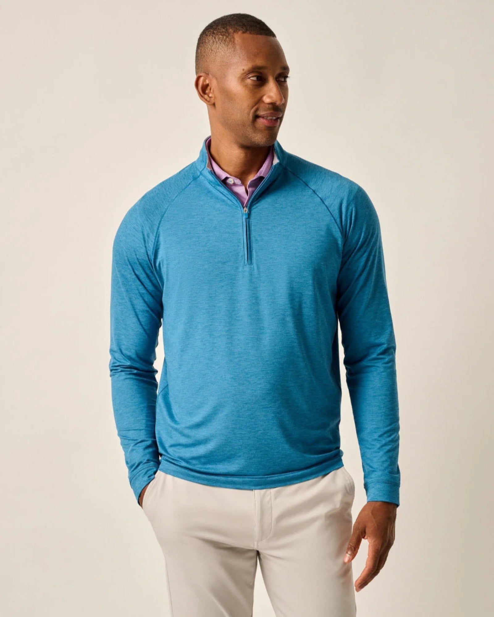 Johnnie O Freeborne Performance 1/4 Zip Pullover Sweater - Barrels Blue | Lightweight Athletic Golf & Outdoor Wear for Men