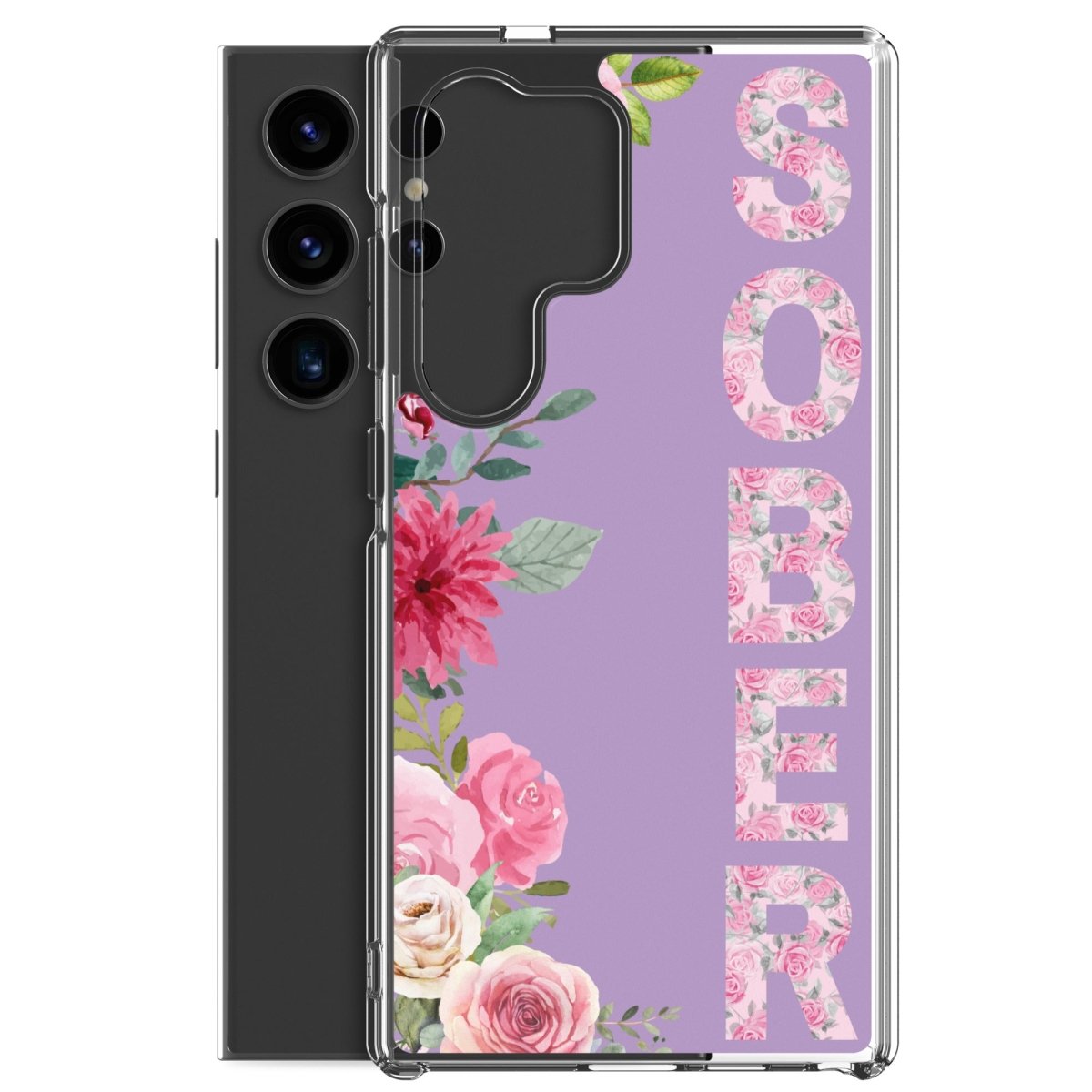 SOBER Rose Gold Chinoiserie Floral Samsung Phone Case - Clear Protective Cover for Galaxy S23/S22/S21 - Stylish & Durable for Everyday Use