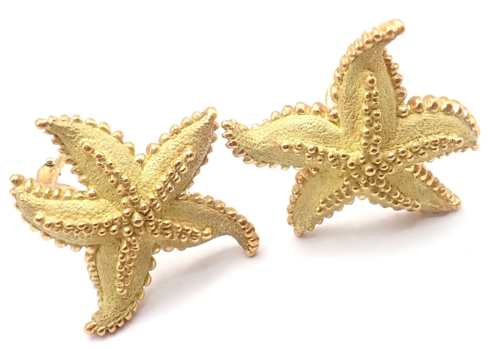 Authentic Vintage Tiffany & Co Starfish 18k Yellow Gold Large Hoop Earrings - Perfect for Weddings, Anniversaries & Special Occasions