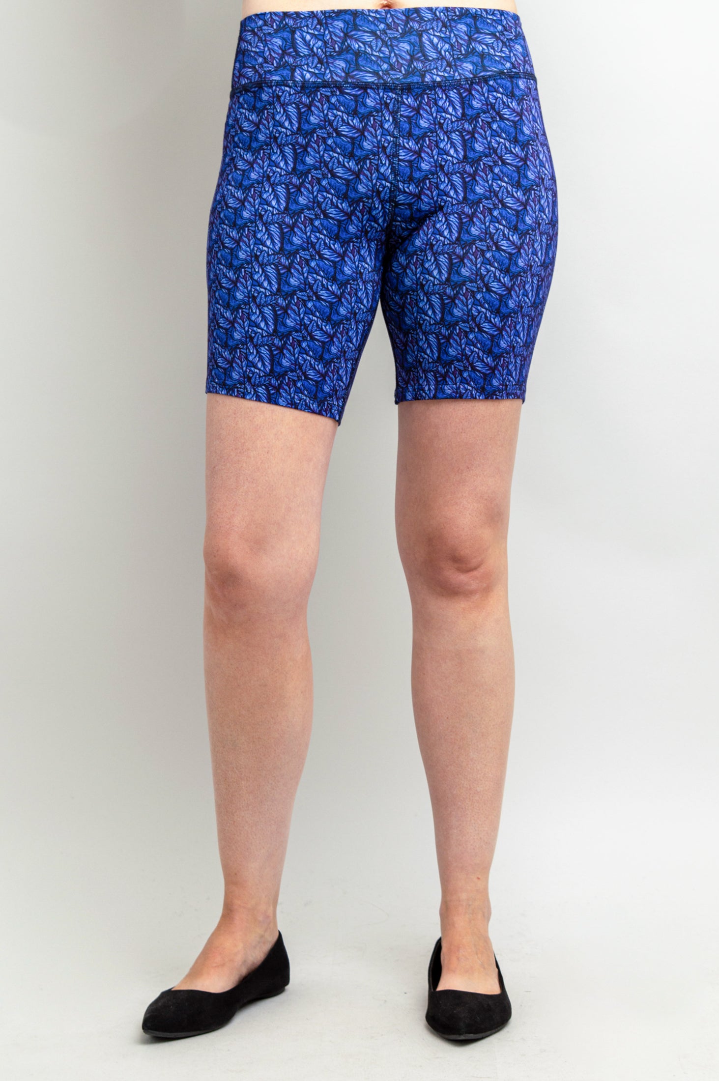 Hallie Women's Shorts - Soft Bamboo Fabric with Midnight Leaves Print - Perfect for Yoga, Lounge, and Summer Outfits