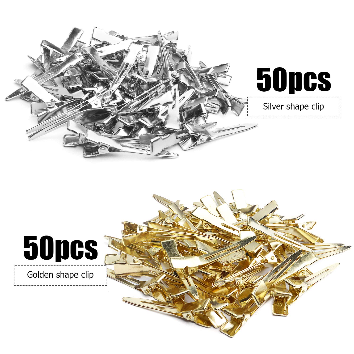 Jdesun 100pcs 1.77 Inches Single Prong Curl Clips - Metal Alligator Hair Clips for Hair Extensions & Styling (2 Colors) - Perfect for Salon, DIY Hair Care & Cosplay