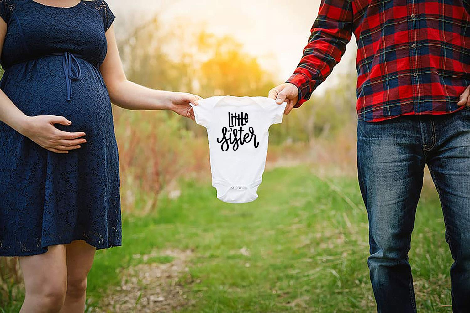 Olive Loves Apple Baby Girl Bodysuit - Gender Reveal Little Sister Outfit with Heart Design | Perfect for Newborn Photoshoots, Sibling Announcements & Special Occasions