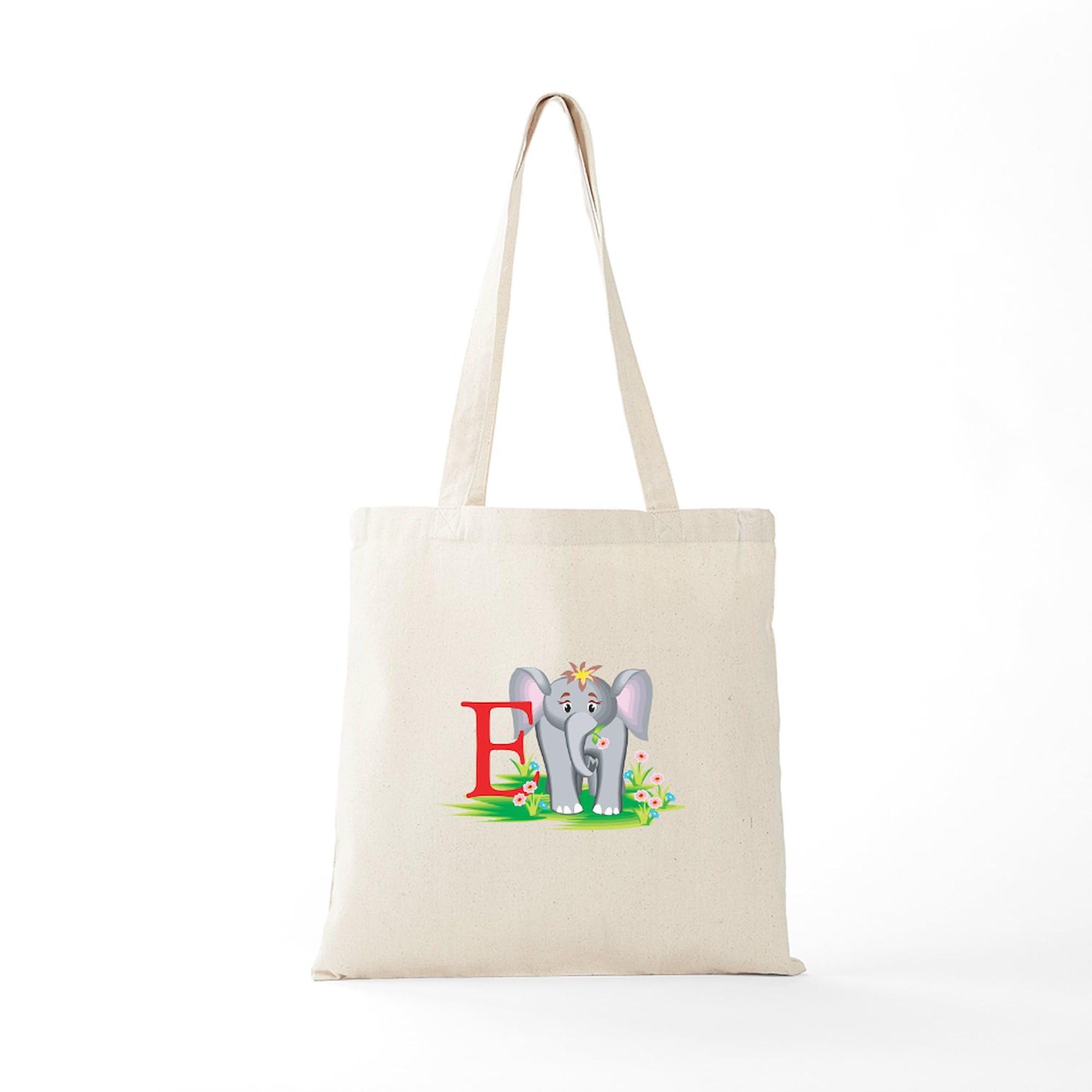 E For Elephant Canvas Tote Bag - Natural Reusable Shopping Bag for Groceries, Beach & Everyday Use | Eco-Friendly Cotton Tote by CafePress