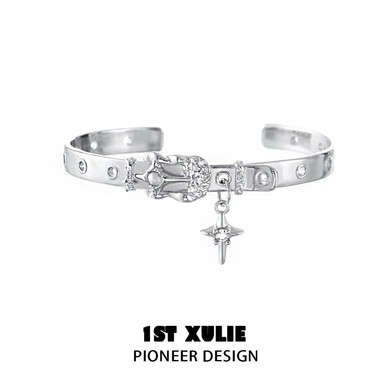 18K Gold Plated & Platinum Plated Belt Shaped Bracelet for Women - Trendy Star Trails Design Jewelry Gift for Birthday, Anniversary & Special Occasions