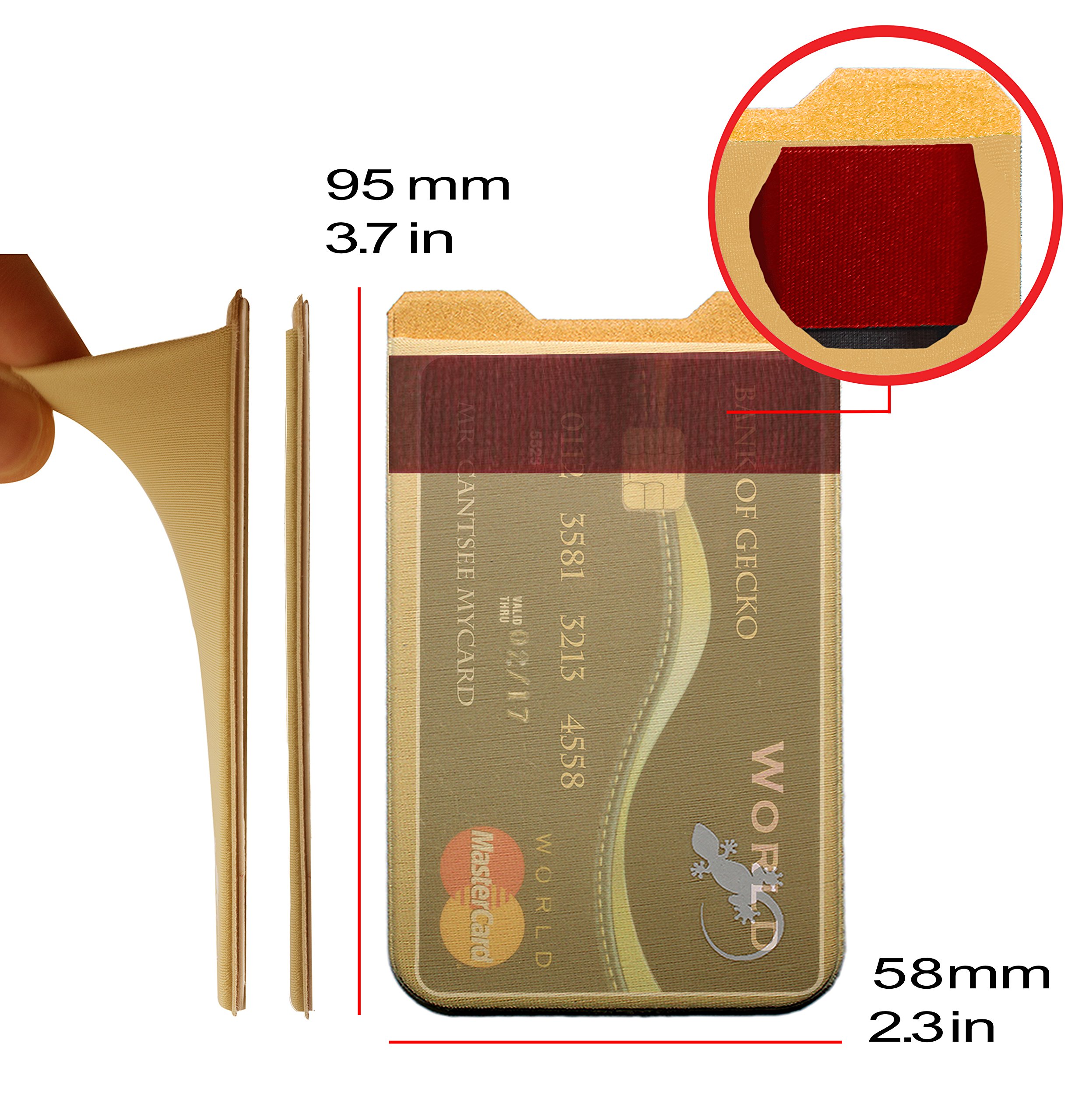 Gecko Adhesive Phone Wallet - Stick-On Lycra Card Holder for Credit Cards & Cash - Perfect for Running, Travel, and Everyday Use