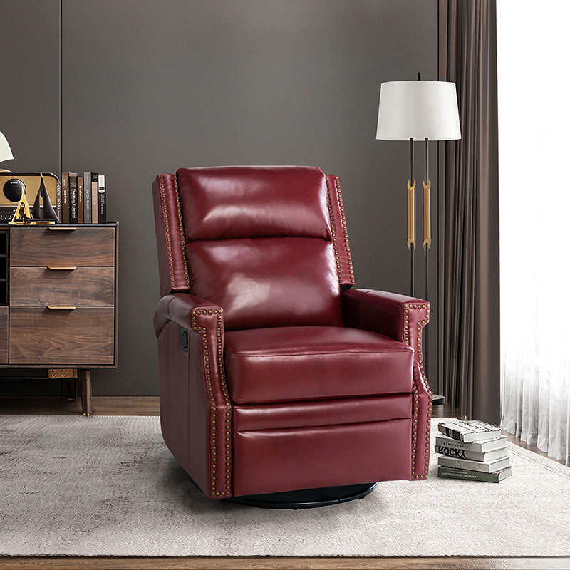 Canace Modern Genuine Leather Manual Glider Rocker Recliner Chair - Comfortable Swivel Lounge Chair for Living Room, Nursery, and Office Relaxation