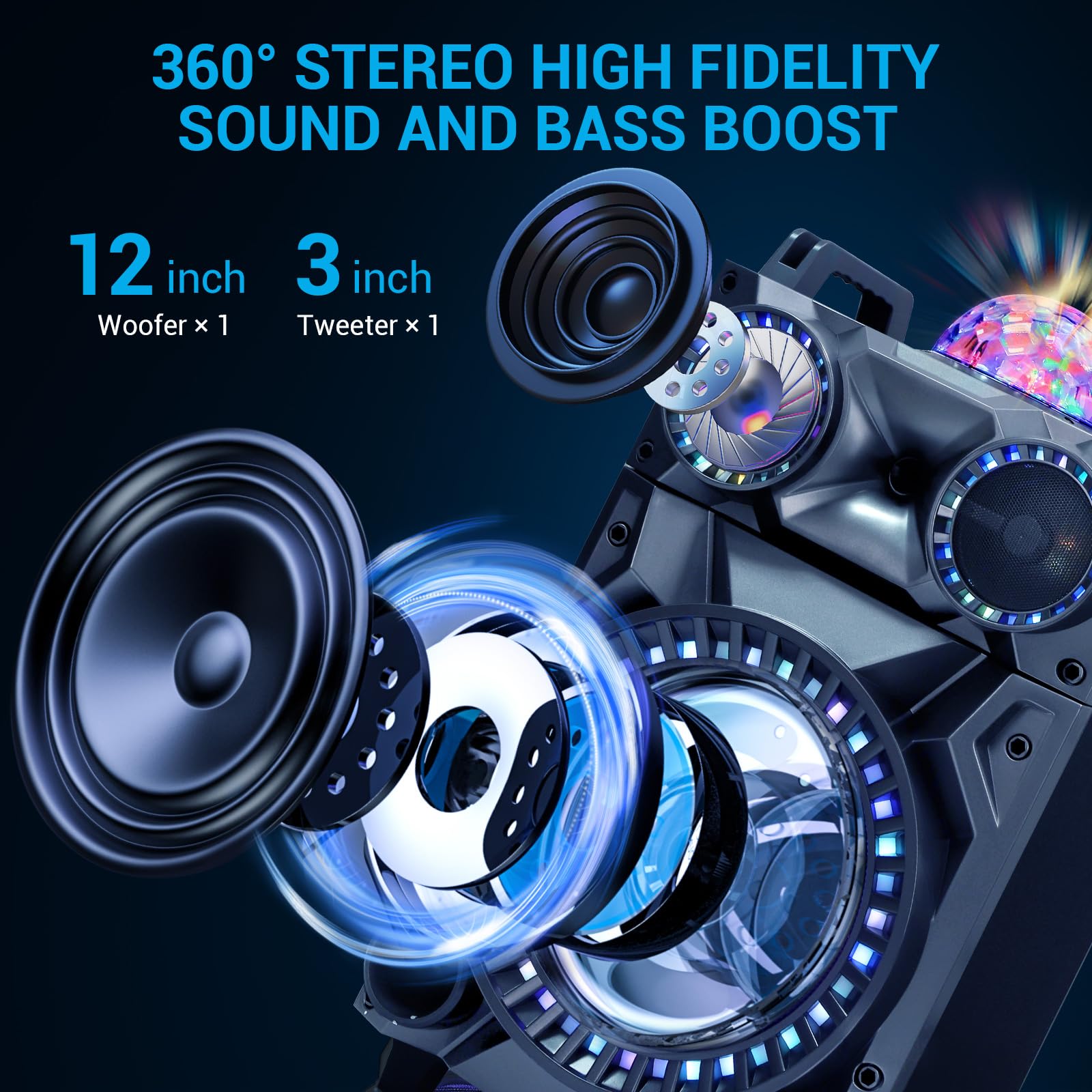 Portable Wireless Bluetooth Speaker with 12