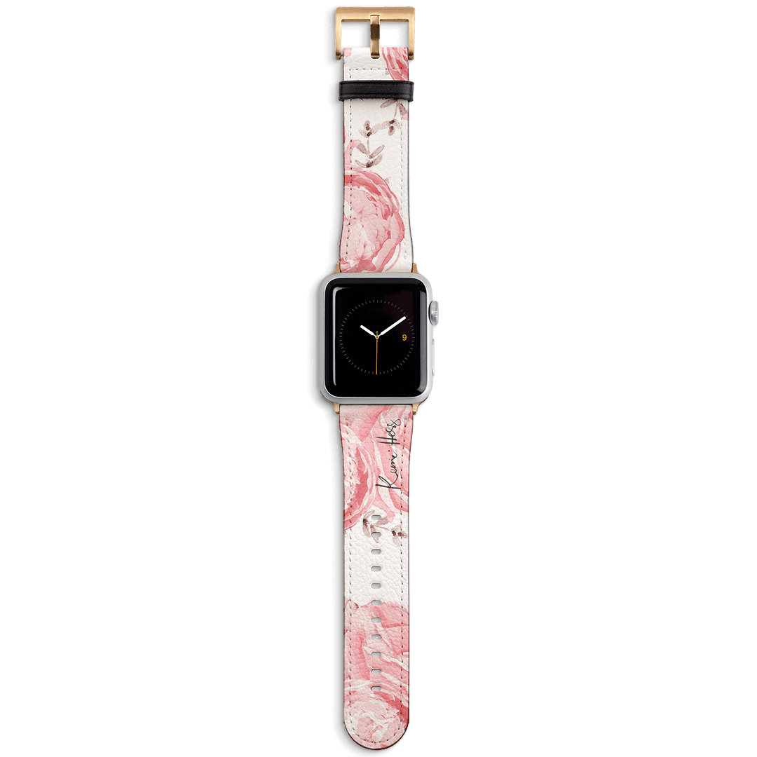 Peony Rose Apple Watch Band - Soft Silicone Strap for Apple Watch Series 9/8/7/6/SE, Stylish & Comfortable for Women, Perfect for Workouts, Running & Everyday Wear
