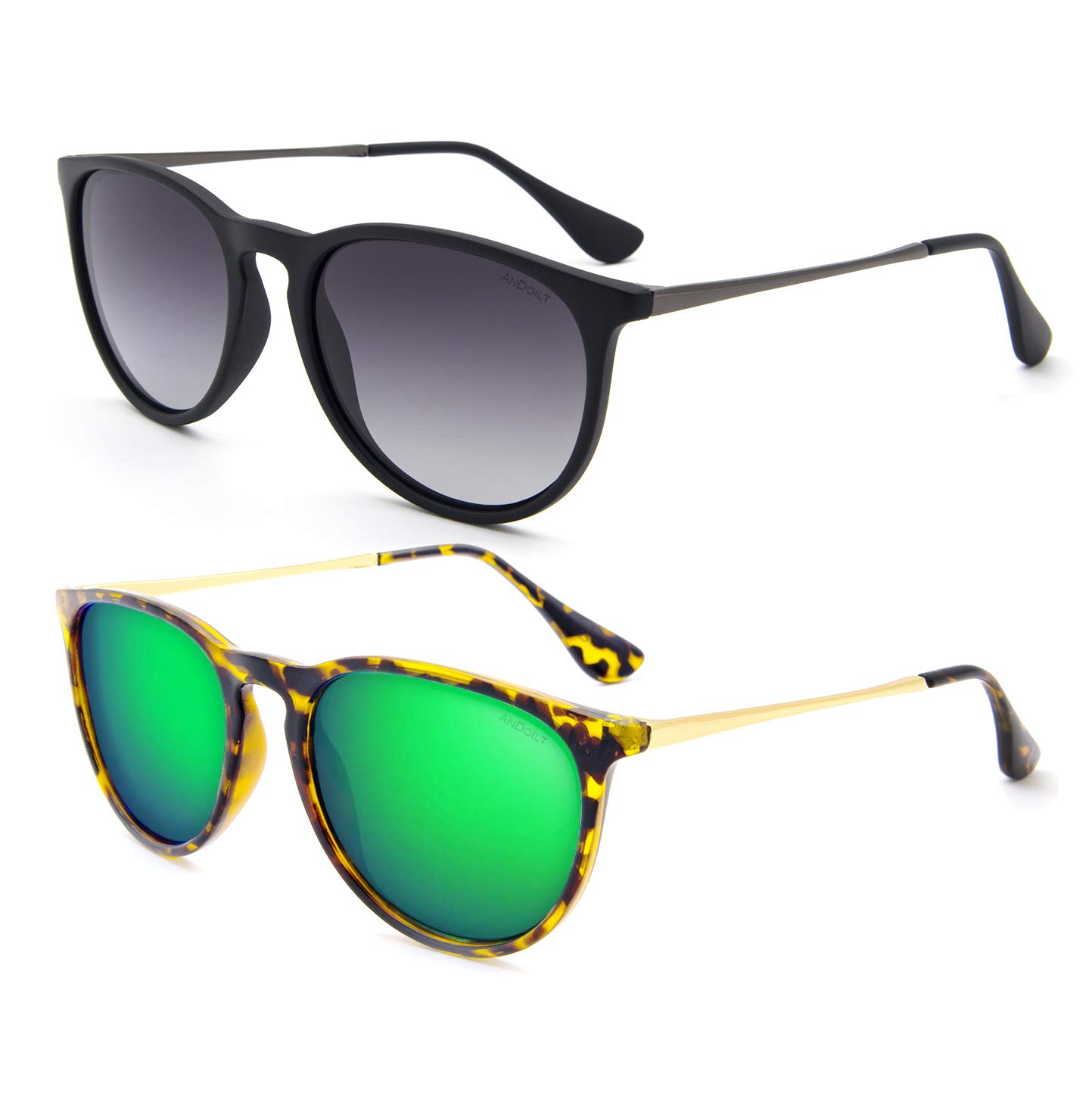 Vintage Polarized Sunglasses for Women & Men - UV Protection Retro Round Mirrored Lens - Perfect for Driving, Beach & Outdoor Activities