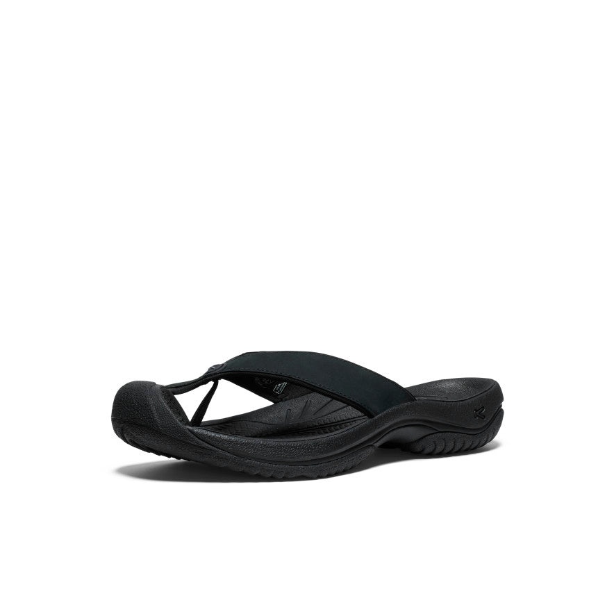 Men's Waimea Leather Flip Flops - Comfortable Black Sandals for Beach, Pool & Casual Wear | Premium Leather Slides for Summer Outdoor Activities