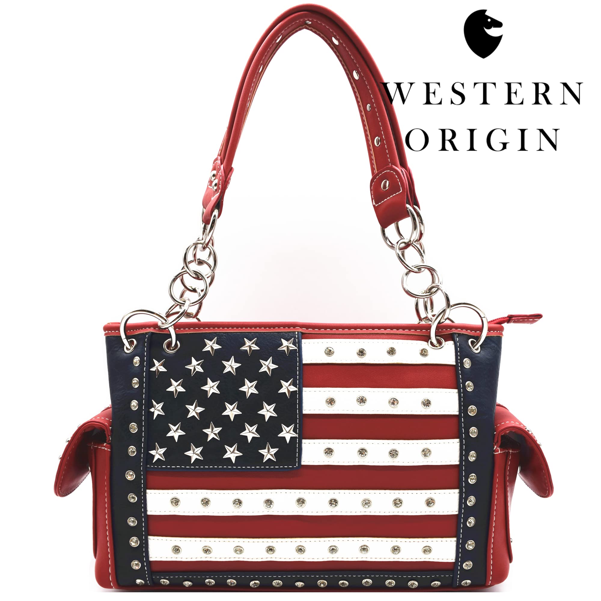 USA Flag Concealed Carry Purse for Women - Patriotic Stars & Stripes Shoulder Bag with Crossbody Strap & Wallet - Perfect for Everyday Use, Travel, and Concealed Carry