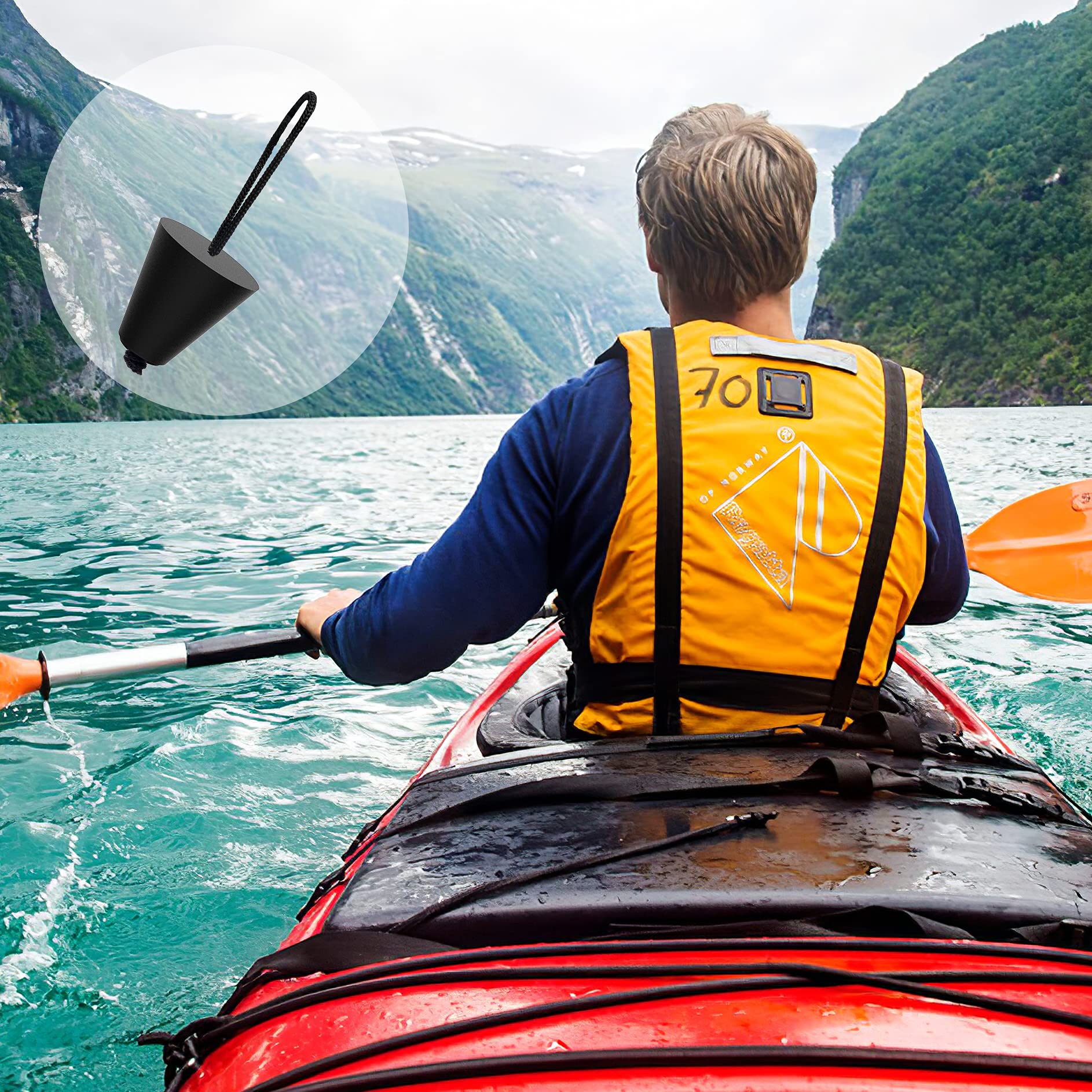 Hikeen Kayak Scupper Plugs with Lanyard - Waterproof Drain Plugs for Sit-On-Top Kayaks - Perfect for Kayaking, Fishing, and Water Sports Accessories
