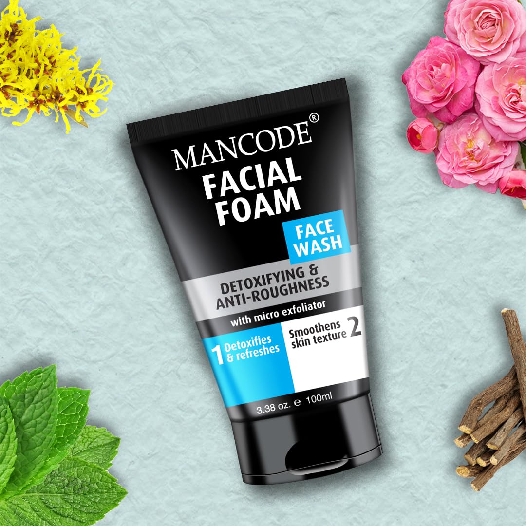 Mancode Detoxifying Face Wash for Men - Oil Control & Acne Treatment, Dark Spot Corrector, Pollution Defense - 100ml Cleanser for Clear Skin | Daily Skincare Routine for Men, Gym & Travel Friendly