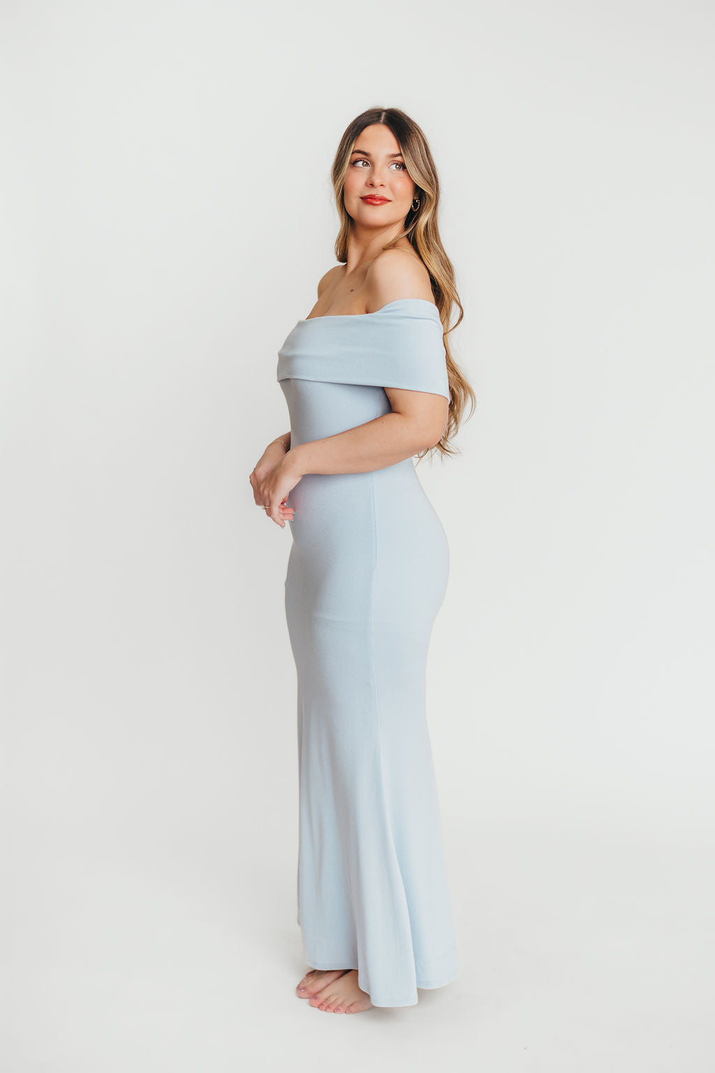 Monroe Maxi Dress in Blue - Bump Friendly Maternity Dress for Women | Flowy Summer Dress for Pregnancy, Beach, Vacation & Special Occasions