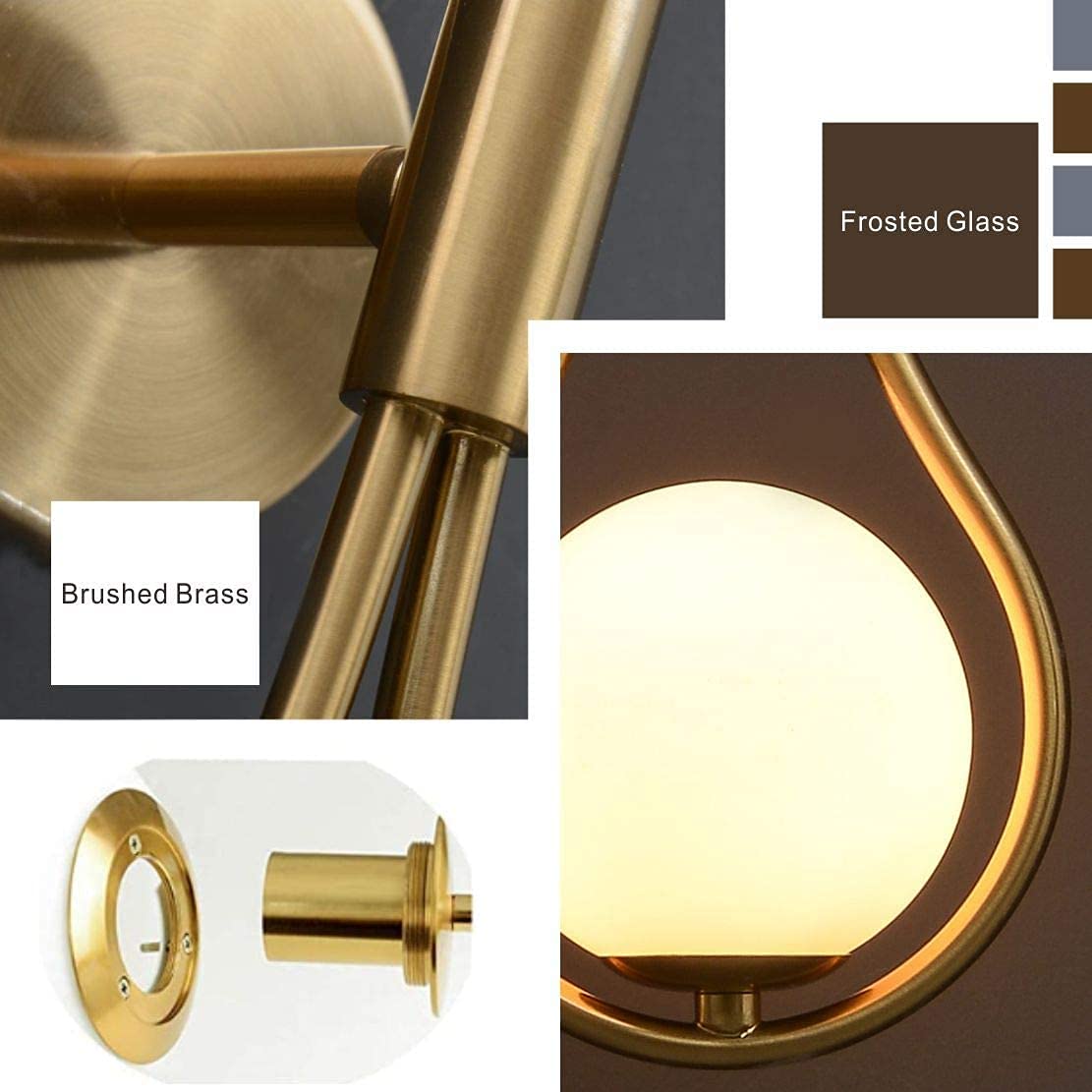 2 Pack Gold Glass Globe Wall Sconces - Mid-Century Modern Water Drop Wall Lights for Bedroom, Living Room & Hallway - Elegant Home Decor Lighting Fixtures