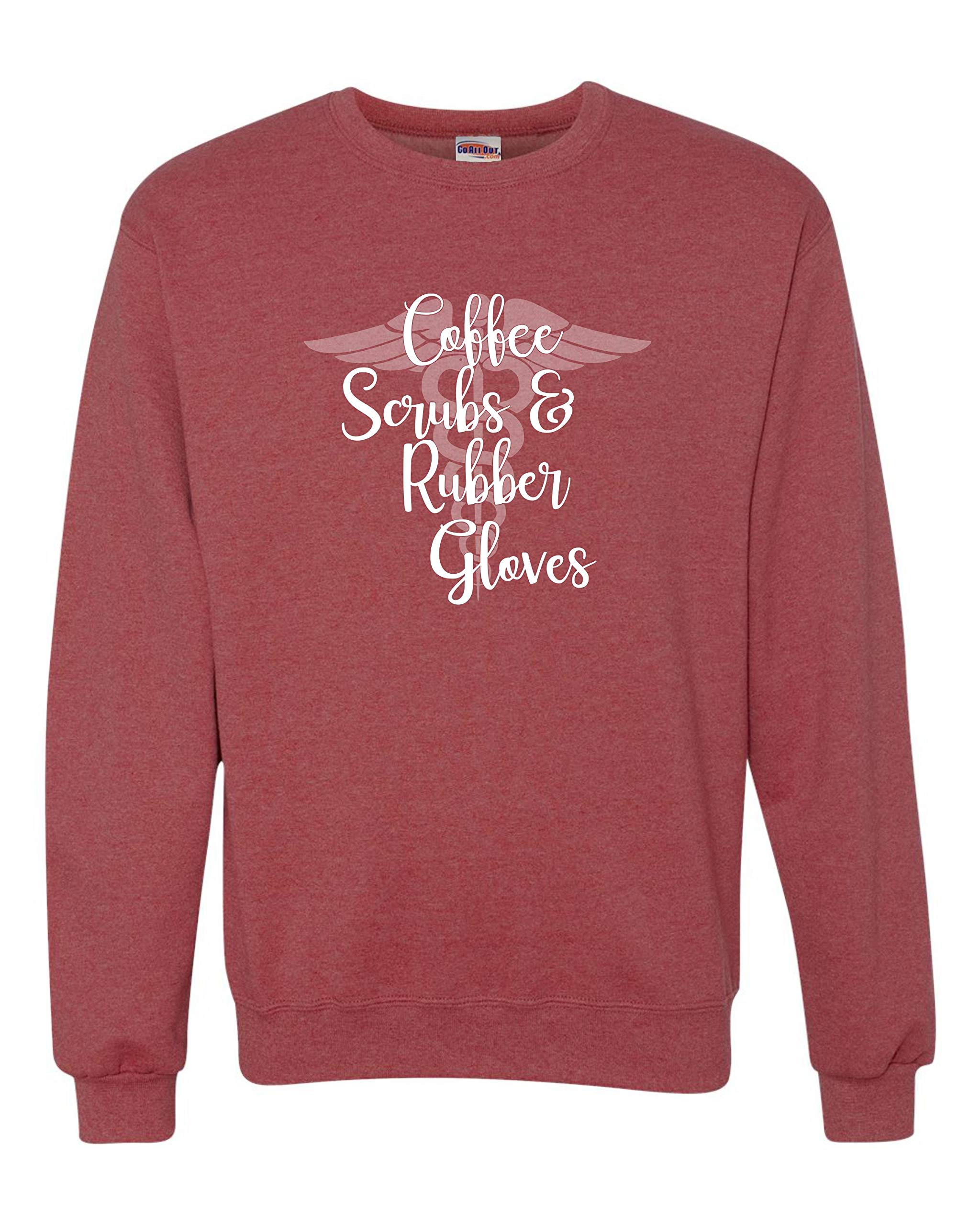 Premium Coffee Scrubs & Rubber Gloves for Nurses & Doctors - Comfortable Medical Crewneck Sweatshirt | Ideal for Hospitals, Clinics & Healthcare Professionals