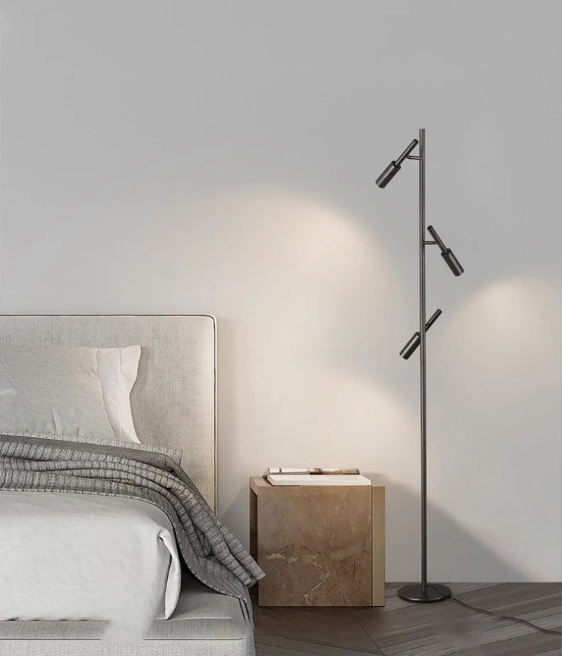Brass Aura Adjustable Standing Lamp - Modern Floor Light for Living Room, Bedroom & Office - Dimmable Reading Light with Flexible Gooseneck Design