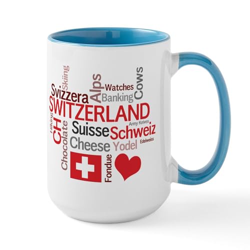 White/Blue Inside - Switzerland Favorite Swiss Things Large Mug