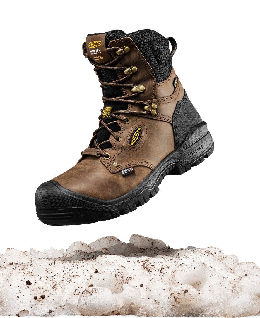 Men's Independence 8 Insulated Waterproof Work Boot with Carbon Toe - Dark Earth/Black | Heavy Duty Winter Boots for Construction, Hiking & Outdoor Work