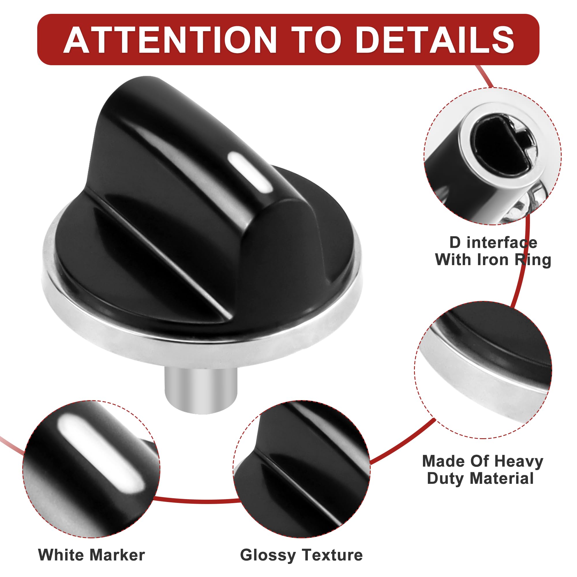 AMI PARTS 00650847 Stove Knobs - 5 Pack Replacement Knobs Compatible with Bosch Stove, Oven & Gas Range (Fits Models 00650847, 650847, 1999734, AH3480601) - Perfect for Kitchen Upgrades & Appliance Repair