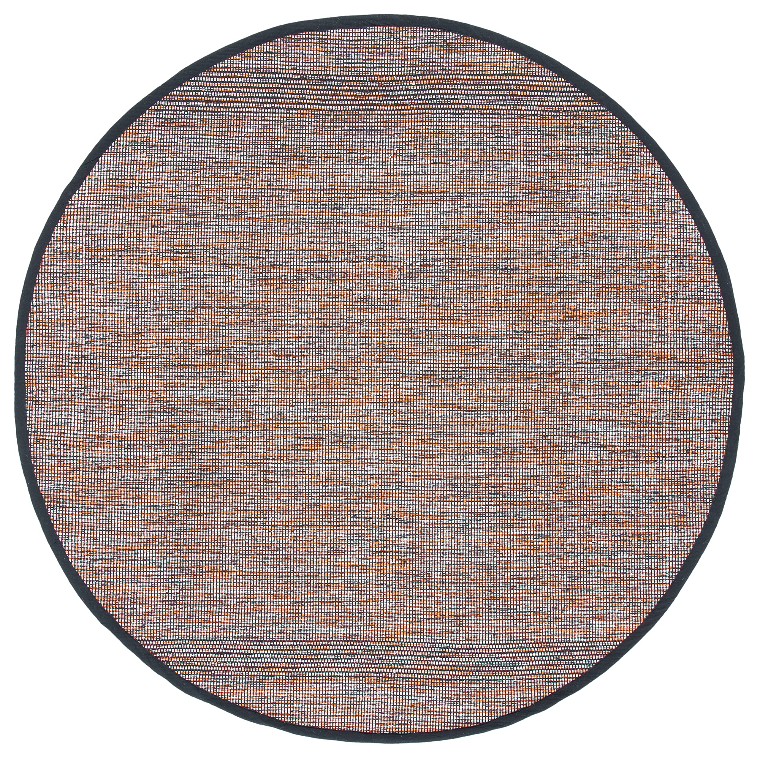 SAFAVIEH Montauk Collection 6-Foot Round Orange & Black Handmade Tassel Cotton Area Rug - MTK620P | Perfect for Living Room, Bedroom & Boho Home Decor