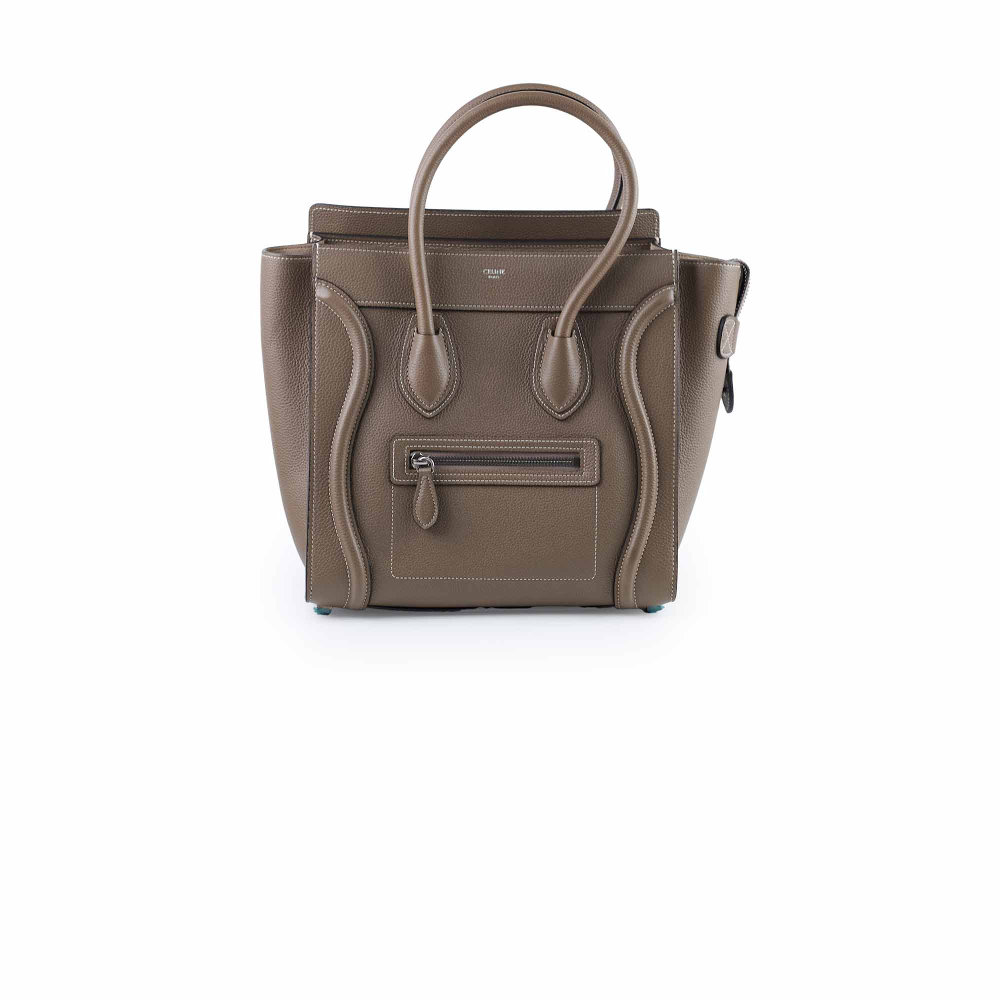 Celine Micro Luggage Bag in Taupe - Premium Grained Leather Handbag for Women | Perfect for Work, Travel & Everyday Use