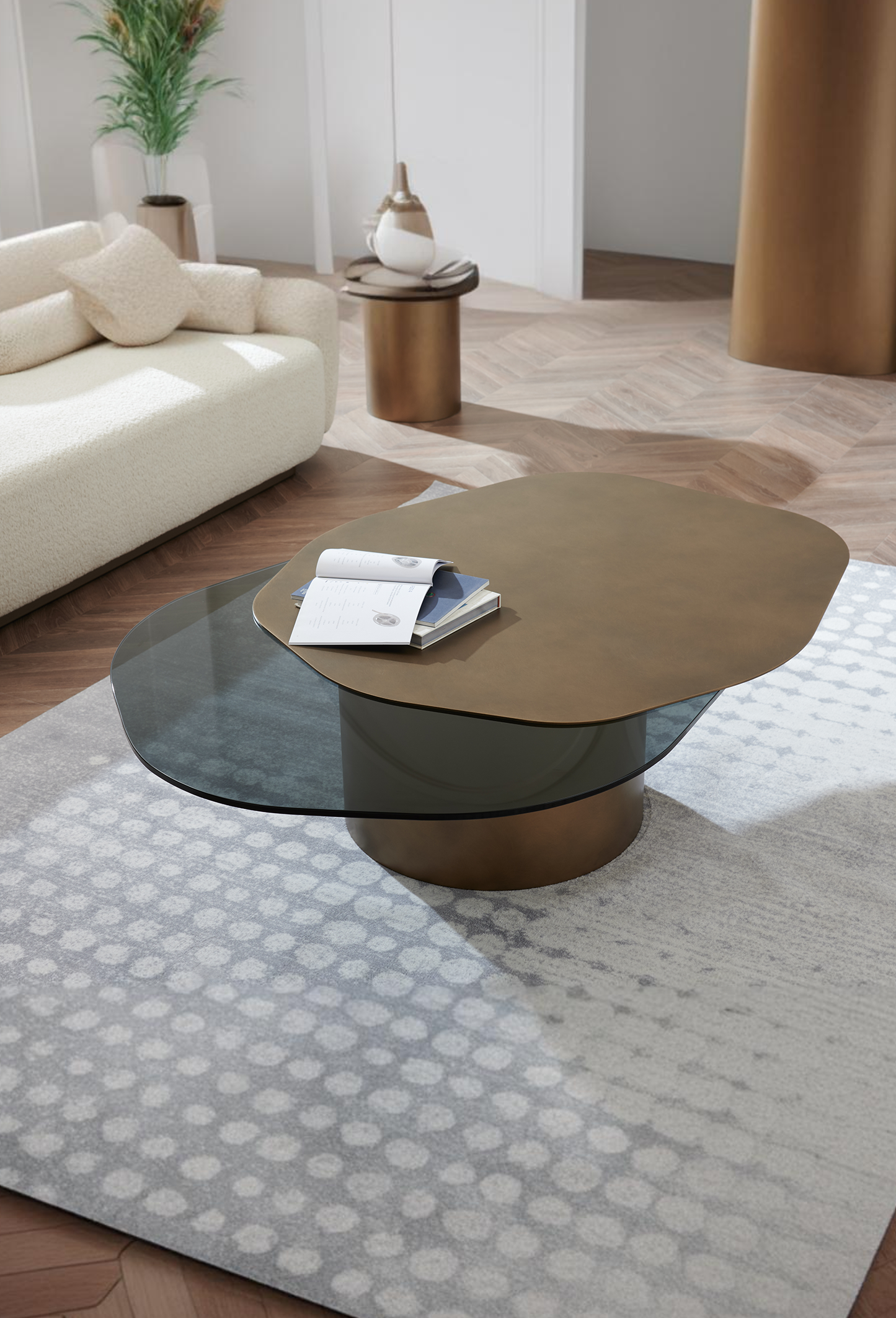 Modern Irregular Kaylee Coffee Table - Mid-Century Style Wooden Living Room Furniture for Small Spaces - Perfect for Apartments, Dorms & Cozy Homes