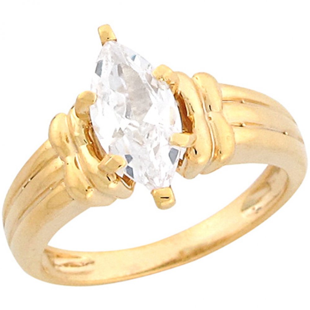 10K Yellow Gold 2.02ct CZ Marquis Solitaire Rope Band Engagement Ring for Women - Vintage Wedding Jewelry, Bridal Party Gift, Anniversary Present