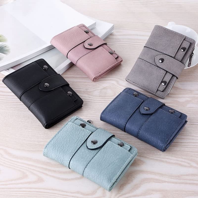 Vintage Women's Wallet with Rivets - Slim Card Holder & Coin Purse for Girls (13x9.5x2.5cm) - Perfect for Everyday Use, Travel & Gift Giving