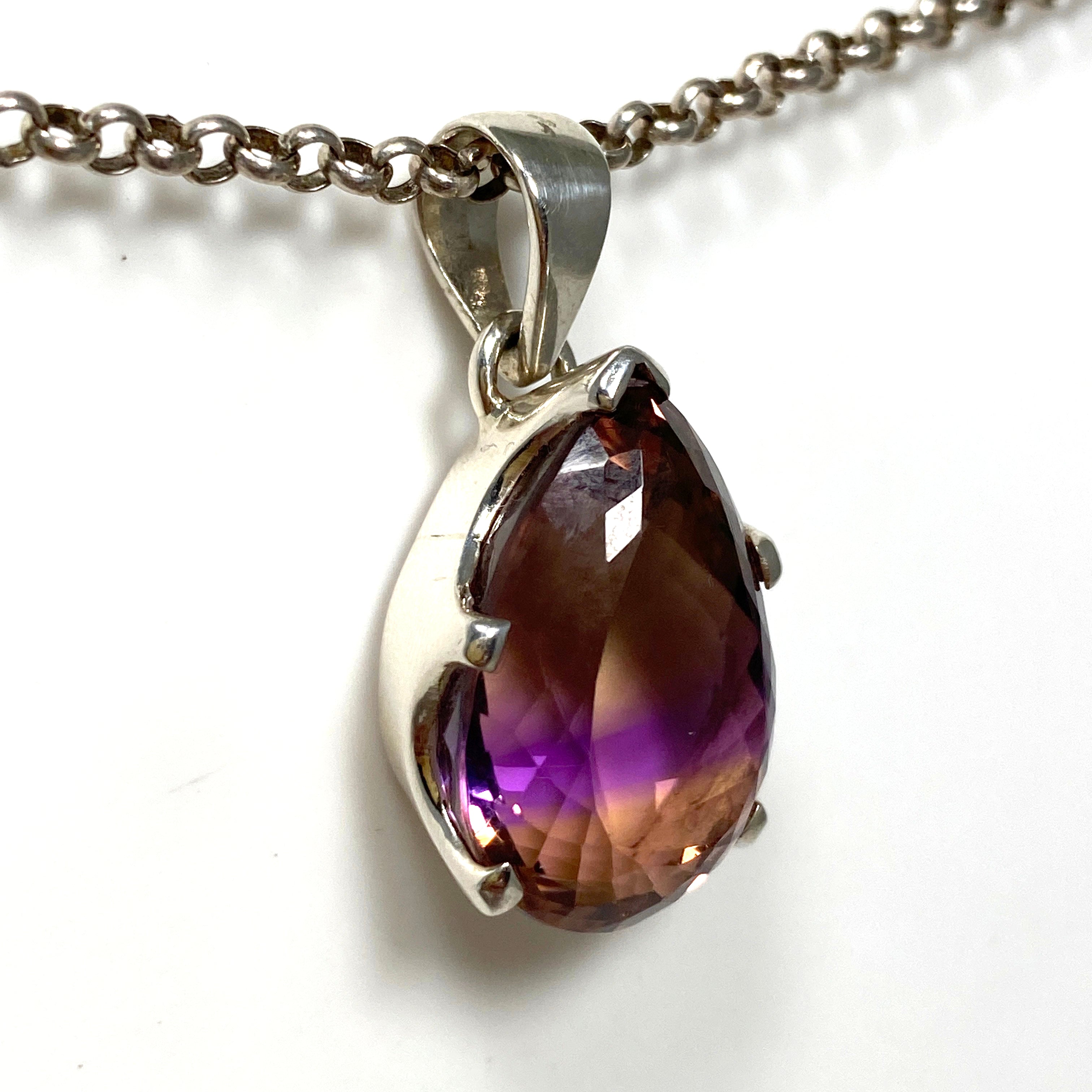 Natural Ametrine Teardrop Faceted Pendant Necklace - 925 Sterling Silver Jewelry PPGJ777 | Elegant Gift for Women, Bridesmaids & Birthday | Perfect for Weddings, Parties & Special Occasions