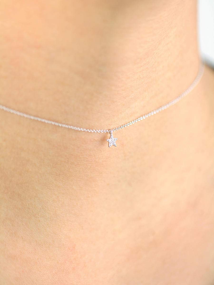 Elegant Star Charm Diamond Necklace - 14K Gold Tiny Star Diamond Pendant Choker for Women, Perfect Gift for Anniversary & Valentine's Day - Ideal for Date Night, Party & Special Occasions