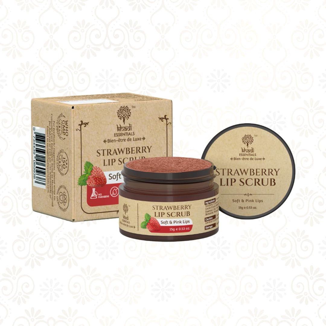 Khadi Essentials Ayurvedic Beetroot Lip Scrub - Natural Lip Lightening & Brightening Treatment | SLS & Parabens Free, 15gm | Perfect for Dry, Chapped Lips & Pre-Makeup Prep