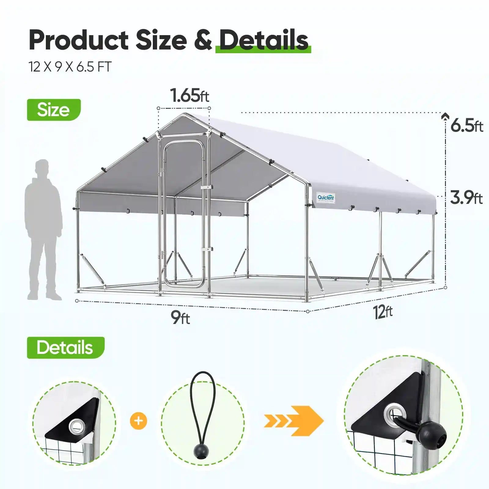 Large Metal Chicken Coop Run - Durable Outdoor Poultry Pen for Hens & Roosters - Perfect for Backyard Farming & Free Range Chicken Keeping