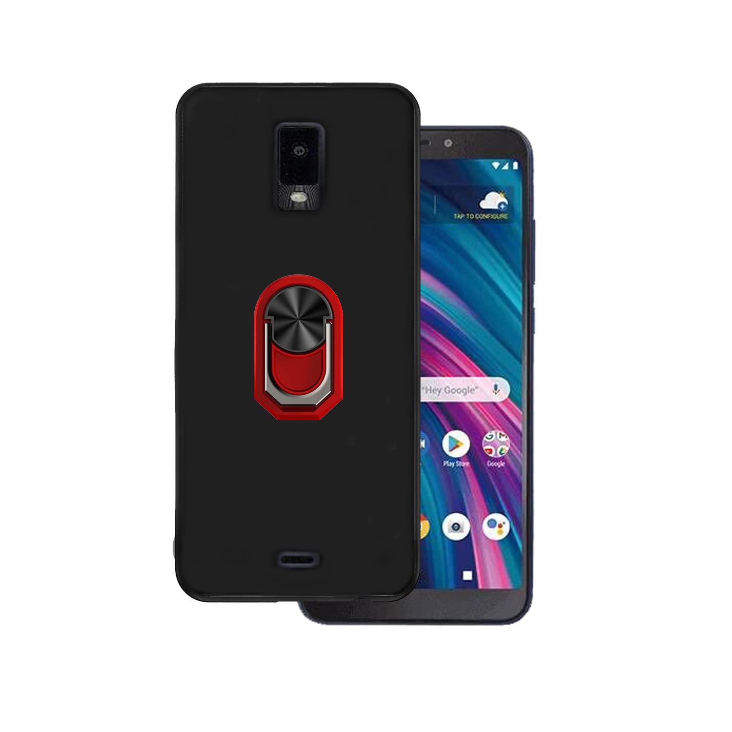 Shockproof BLU View 3 Case with Kickstand & 360° Ring Holder | Protective Phone Cover for BLU View 3 B140DL - Red | Perfect for Outdoor Activities, Work & Daily Use