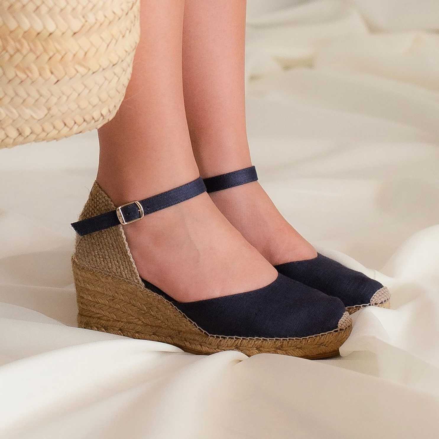 Women's Comfortable Closed Toe Linen Wedge Espadrilles - Breathable Summer Sandals for Beach, Vacation & Casual Outings | Caldes
