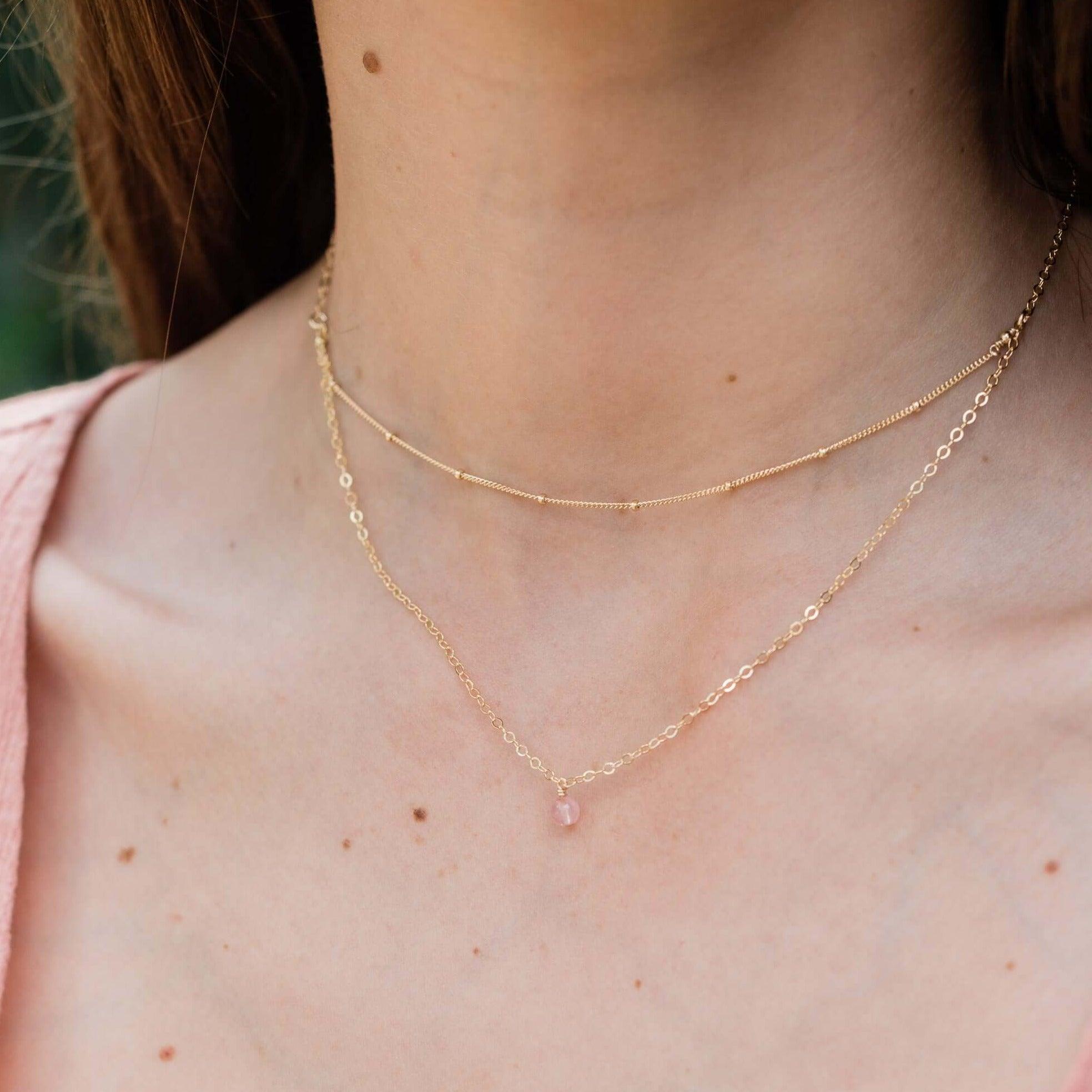 Rose Quartz Gemstone Layered Choker Necklace - Elegant Crystal Healing Jewelry for Women, Perfect for Daily Wear, Meditation & Spiritual Gifts