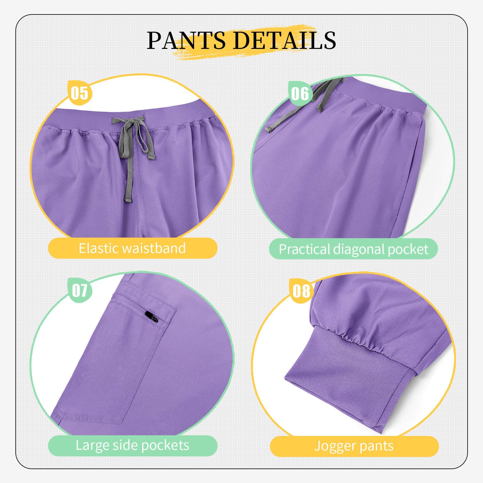 VIAOLI Women's V-Neck Scrub Top & Yoga Jogger Pants Set - 8-Pocket Medical Nursing Uniform for Healthcare Professionals | Comfortable Workwear for Nurses, Doctors & Dental Hygienists | Hospital, Clinic & Healthcare Facility Apparel