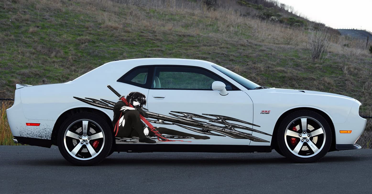Tribal Anime Vinyl Car Decals - 20x60 Inch Waterproof Stickers for Vehicle Side Windows, Laptops & Walls - Trendy Japanese Anime Graphics (Model VSGD13-2) - Perfect for Car Enthusiasts & Anime Fans