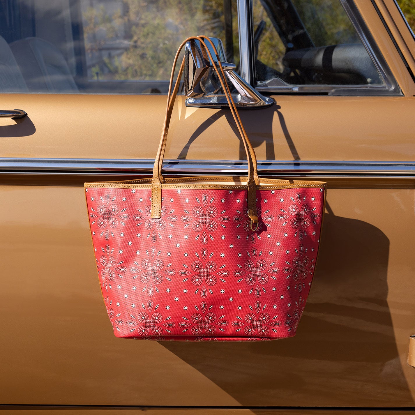 All That Tote In Coated Canvas - Red Journey Bandana Print Fashionable Shoulder Bag for Women | Perfect for Travel, Shopping & Everyday Use
