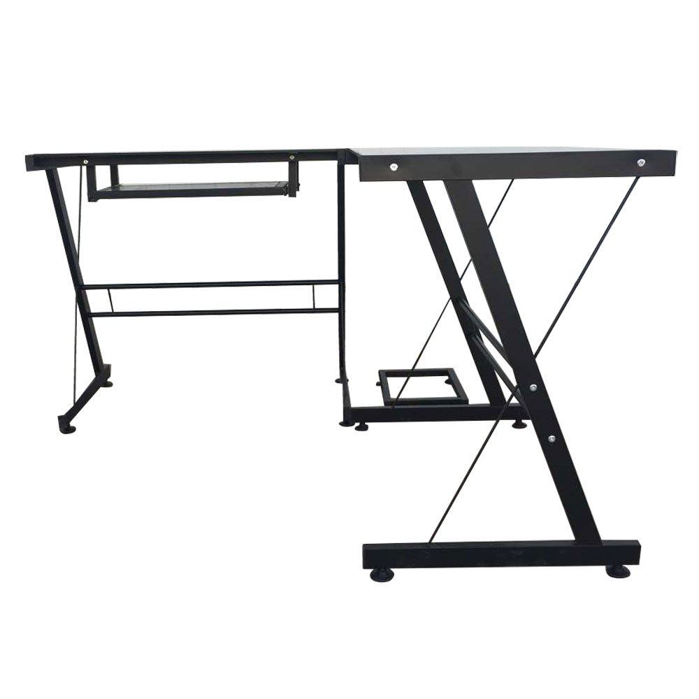 L-Shaped Durable Stalinite Computer Desk - Black Home Office Workstation for Small Spaces, Gaming & Study | Perfect for Bedroom, Dorm & Apartment