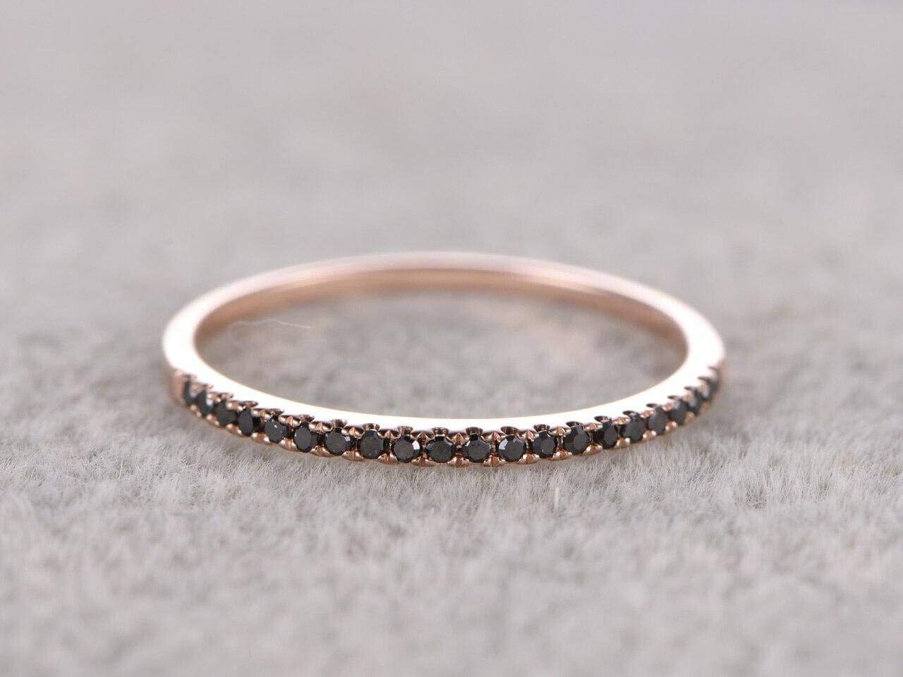 0.25 Carat Classic Black Diamond Wedding Ring for Women & Men - 18k Gold Plated Band - Perfect for Engagement, Anniversary & Bridal Jewelry Gifts