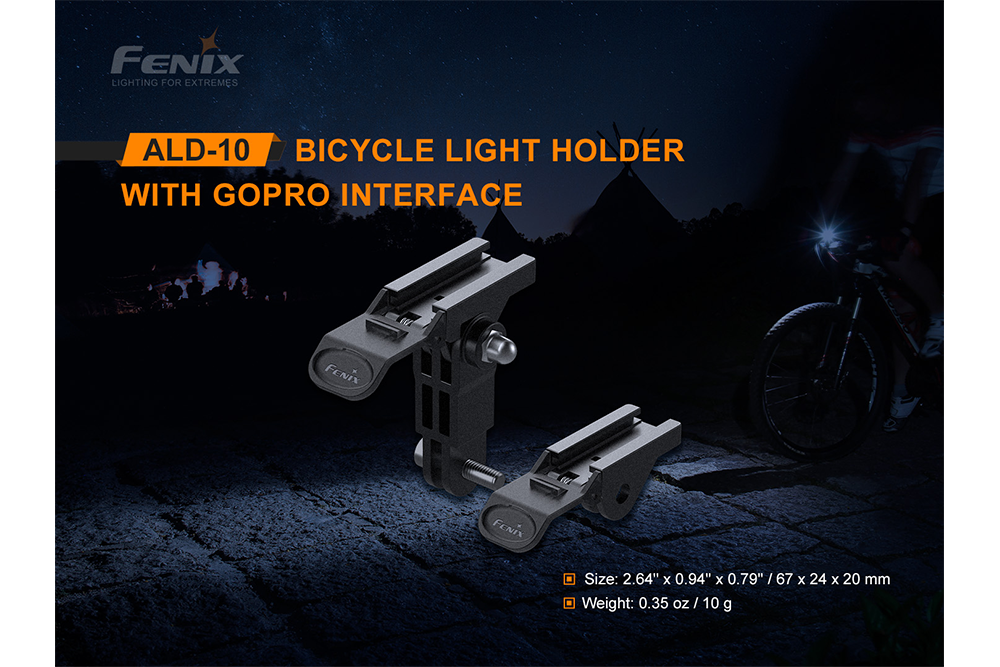 Fenix ALD 10 Universal Bike Light Mount with GoPro Adapter - Perfect for Cycling, Night Riding & Outdoor Adventures