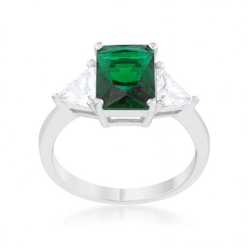 Exquisite Classic Emerald Green Sterling Silver Engagement Ring for Women – Perfect for Proposals, Anniversaries & Special Occasions