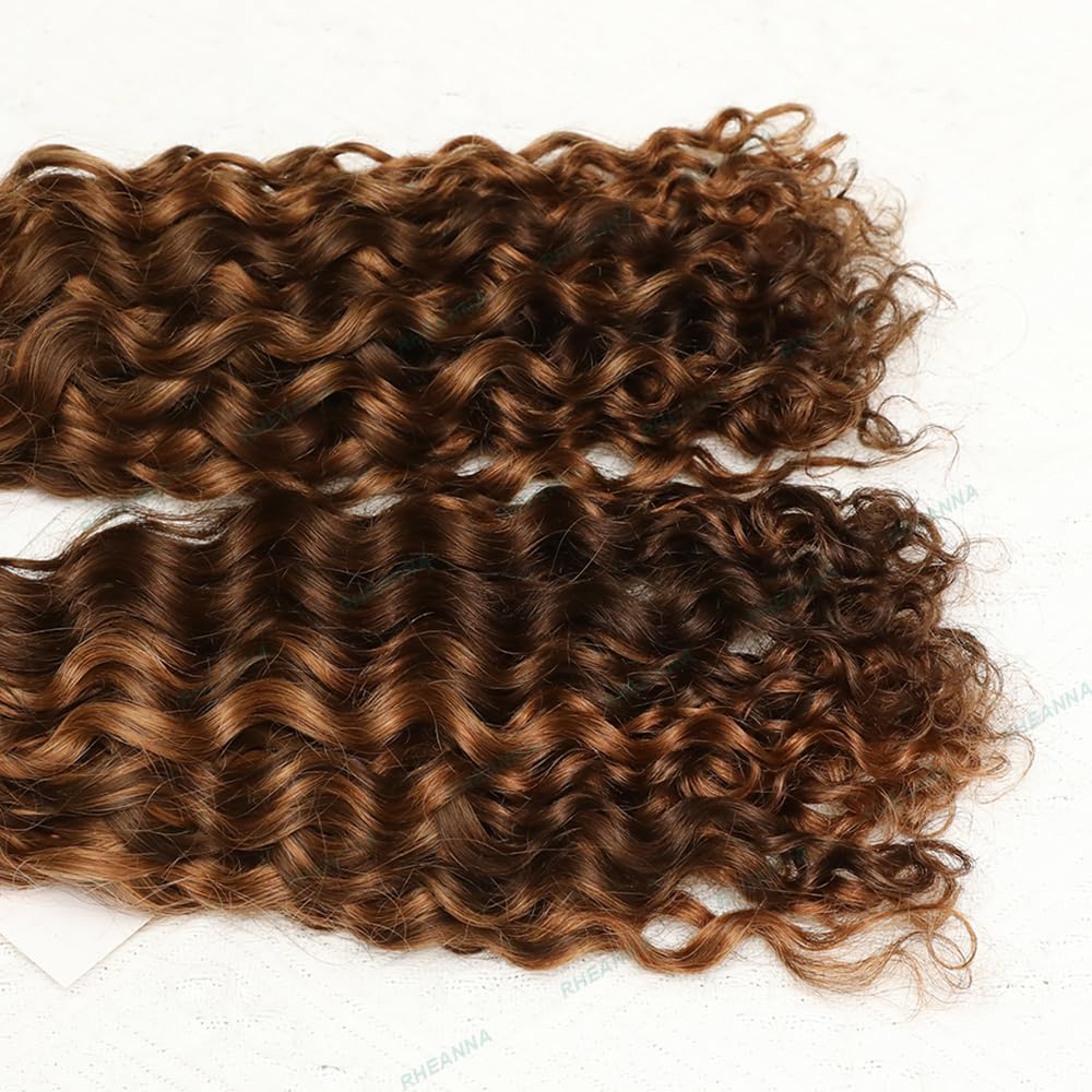 Premium 18inch Double Drawn 200g Bulk Human Hair Extensions for Braiding - Curly Boho Braids with Highlights (4/30) | Perfect for Protective Styles, Weaves & Natural Hair Care