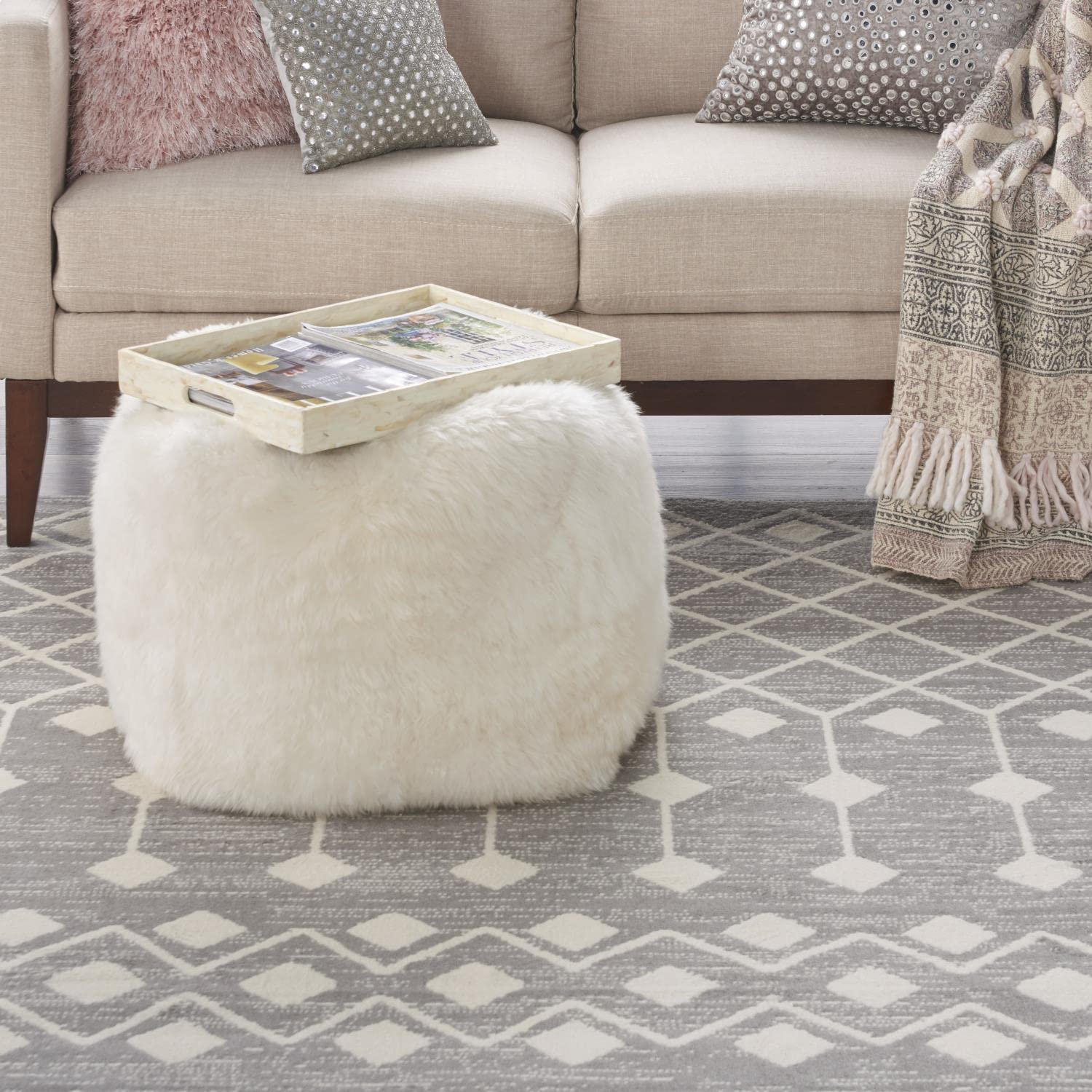 Nourison Grafix Moroccan Grey 8'6