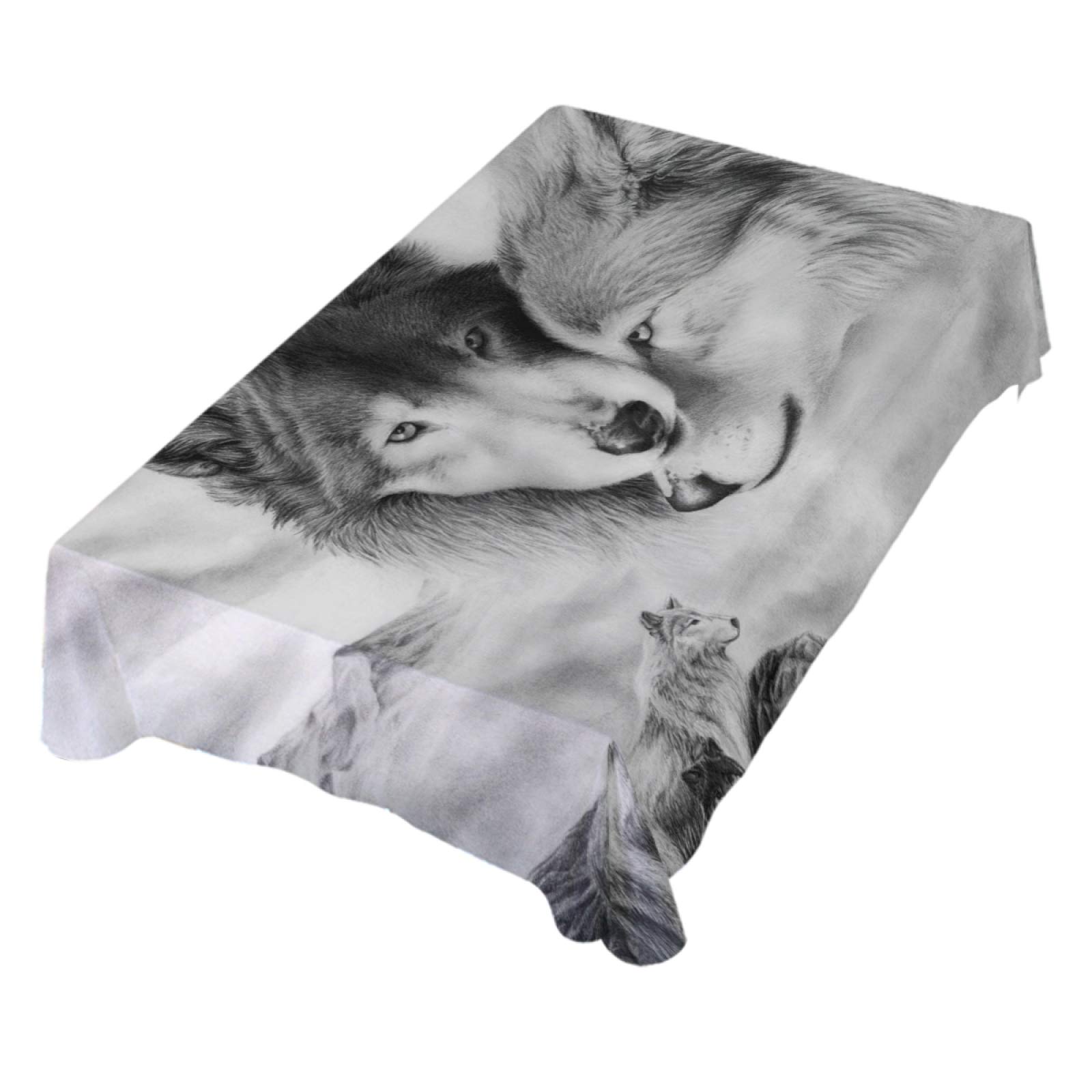 Premium 60x90 Inch Mountain Wolf Portrait Tablecloth - Wrinkle-Resistant Rectangle Table Cover for Dining, Kitchen, Parties & Outdoor Picnics - Durable & Easy-Clean Decor for Rustic Home & Cabin Themes
