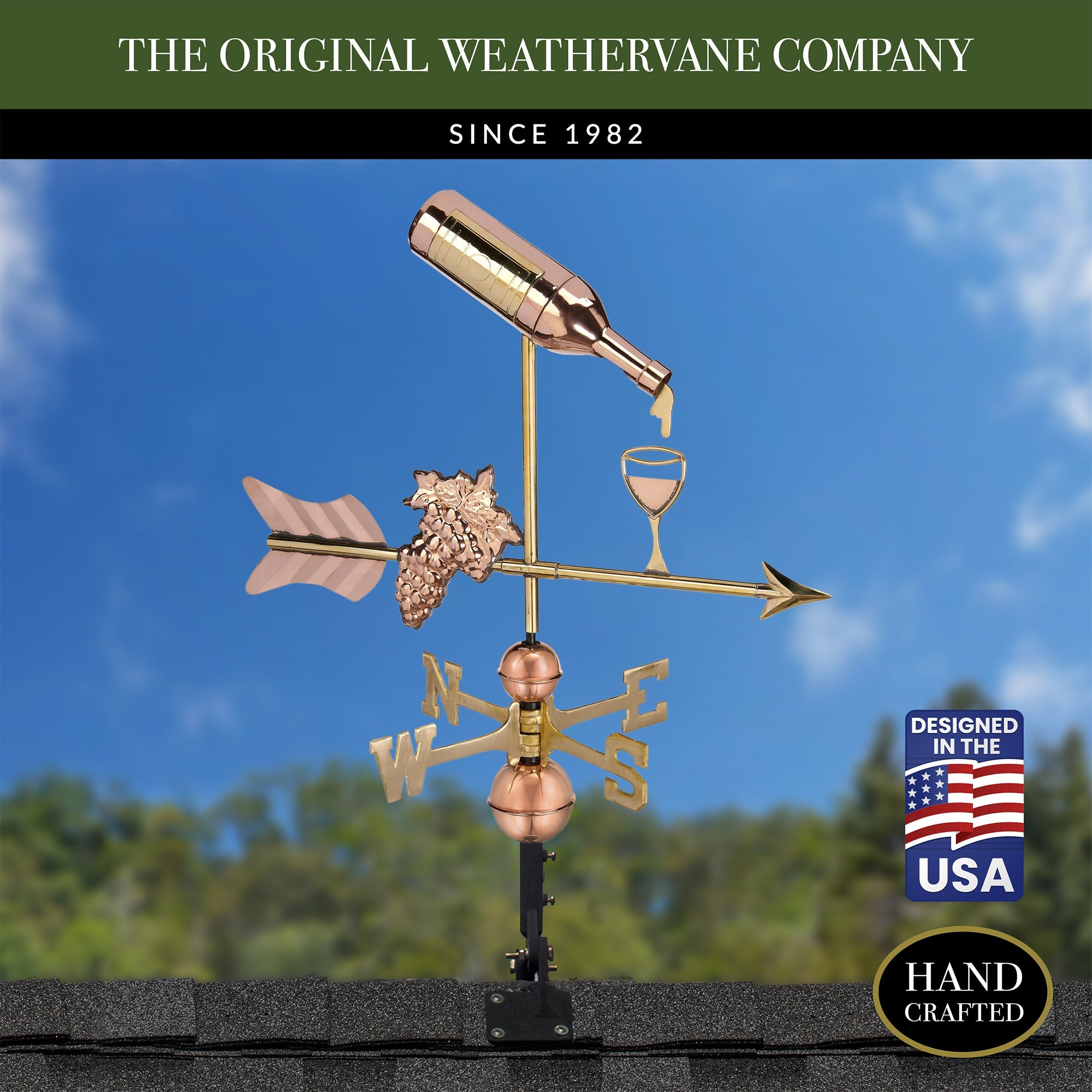 Elegant Wine Bottle with Grapes & Glass Weathervane - Perfect for Home Bar Decor, Wine Cellar Display, and Outdoor Garden Ornament